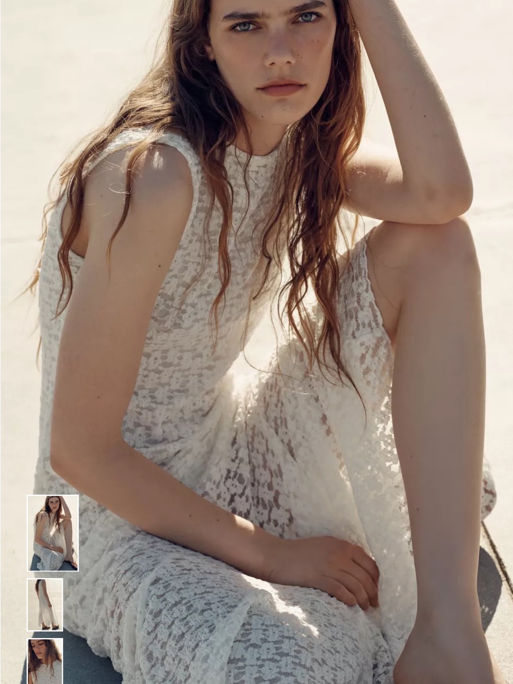 Zara White Lace Sleeveless Midi Dress - Picture 2 of 6